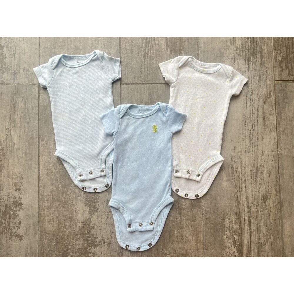 PRECIOUS FIRSTS Baby Boy Unisex Set Lot 3 pcs Bodysuit Blue One Piece Newborn